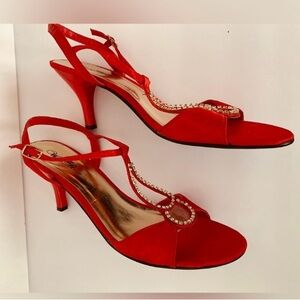 Ladies Red Heeled Dress Shoes, by Wild Rose, Size 11, New, w/o tags